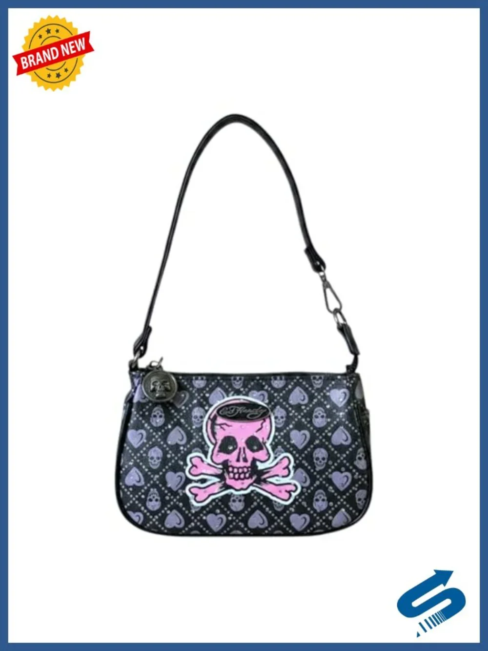 ED HARDY Faux Leather Convertible Strap Wristlet Clutch